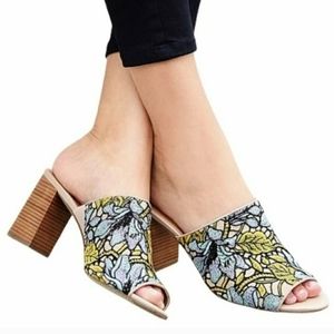 Crown Vintage Floral Mules - Yellow and Blue